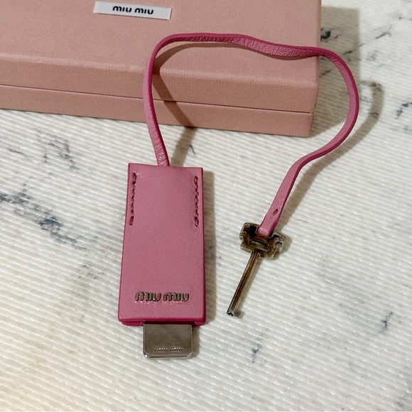 Miu Miu Pink Leather Bag Charm / Keychain - Picture 4 of 12